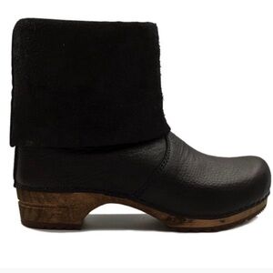Black leather Alison clog boots by Sanita